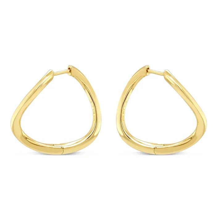 YELLOW GOLD PLATED STERLING SILVER TWIST HOOP EARRINGS